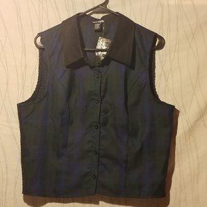 Hot Topic plaid button down collared vest sz jr 2X